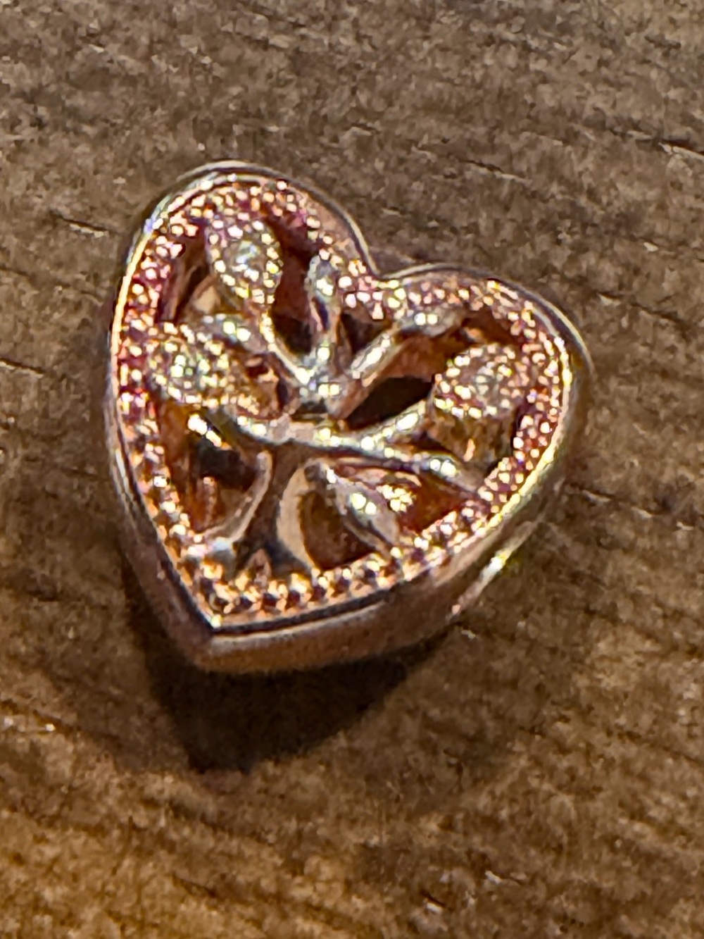 Pandora Jewelry HEART FAMILY Tree Charm Rose Gold Tone Imprint ALE MET Retired